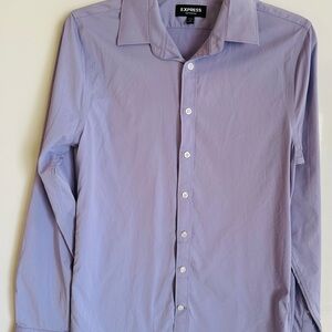Men's Express Small Extra Slim Dress Shirt Light Purple Longsleeve Button Down